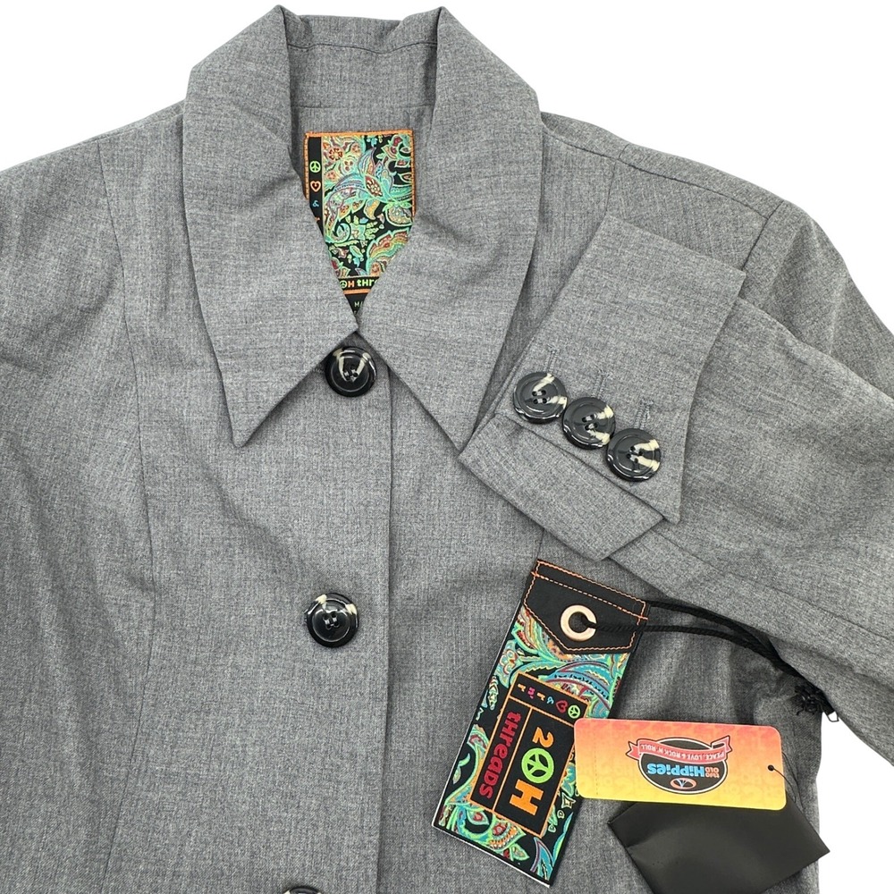2OH Threads Womens XS Grey‎ Tailored Button Front Long Coat/Dress  NEW W/TAGS!